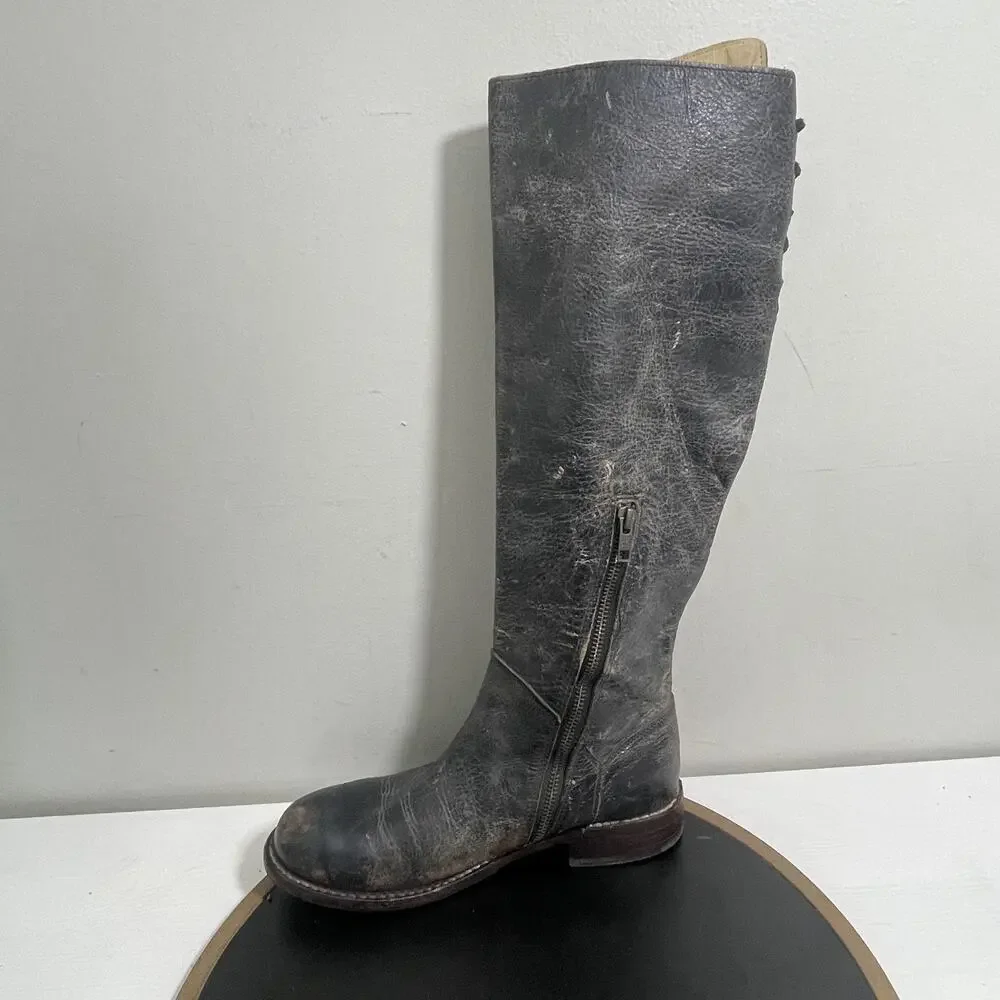 Bed Stu‎ Boots Manchester Riding Boots Women SZ 8 Hand Wash Leather Tall Gray